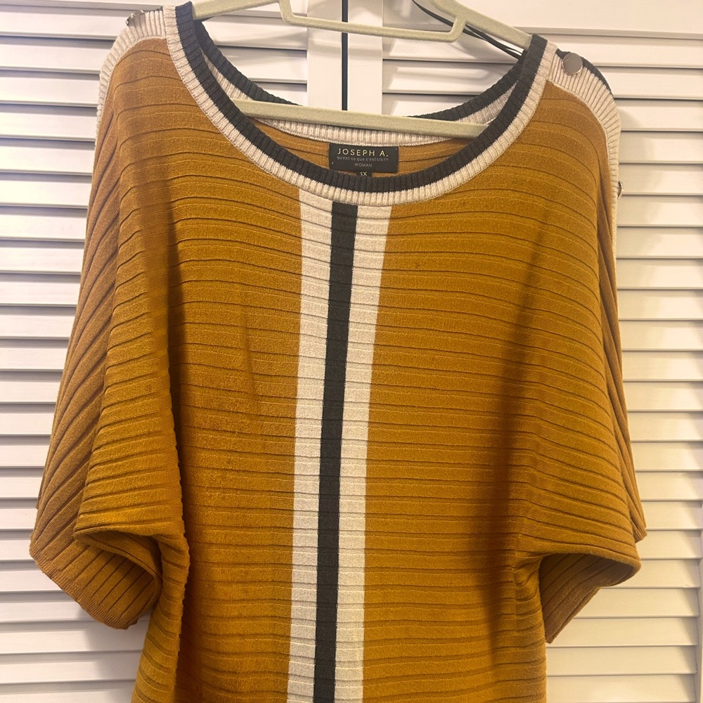 1 X Jos A brand  gold and gray sweater top